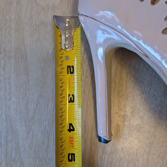 Nude Patent Laser Cut Lace Up Ankle Wrap Heels 8 - Picture 11 of 13